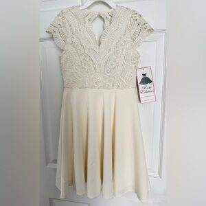 Rare Editions Cream (white off) Lace Bodice Fit & Flare Party Dress